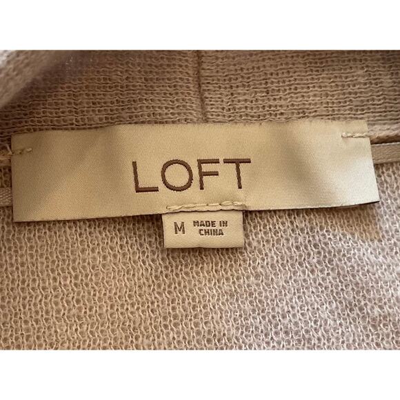 LOFT Pastel Gray Linen Blend Long Open Cardigan / Duster Sweater, Pockets, M - Picture 5 of 10